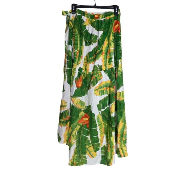 Women's - Cynthia Rowley Tropical Print Linen Blend Wrap Skirt, Size Small - Picture 7 of 8